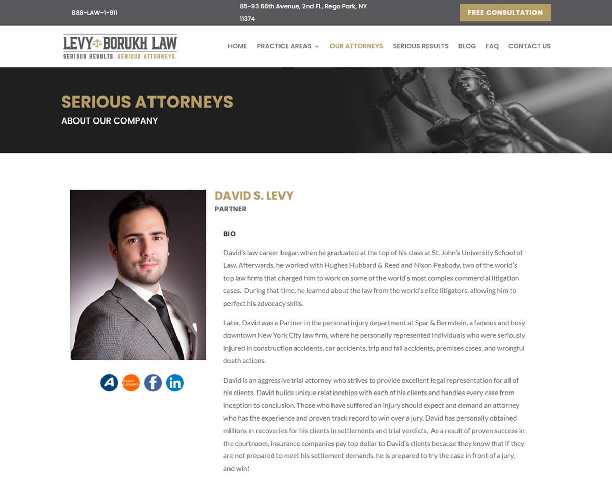 website design Levy Borukh Law