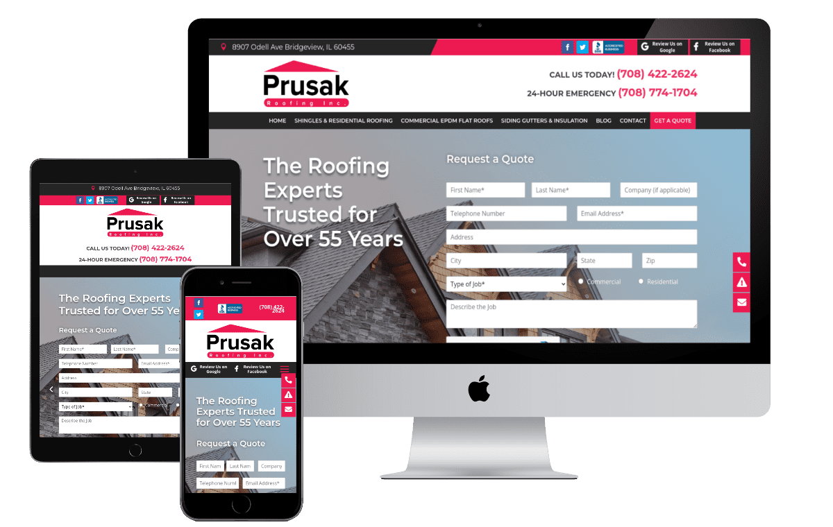 website design Prusak Roofing