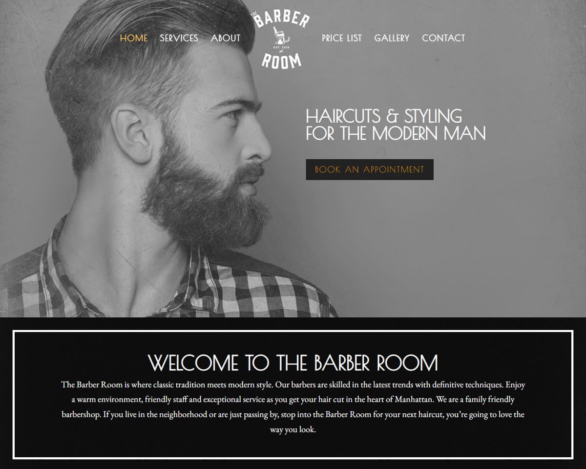 website design The Barber Room