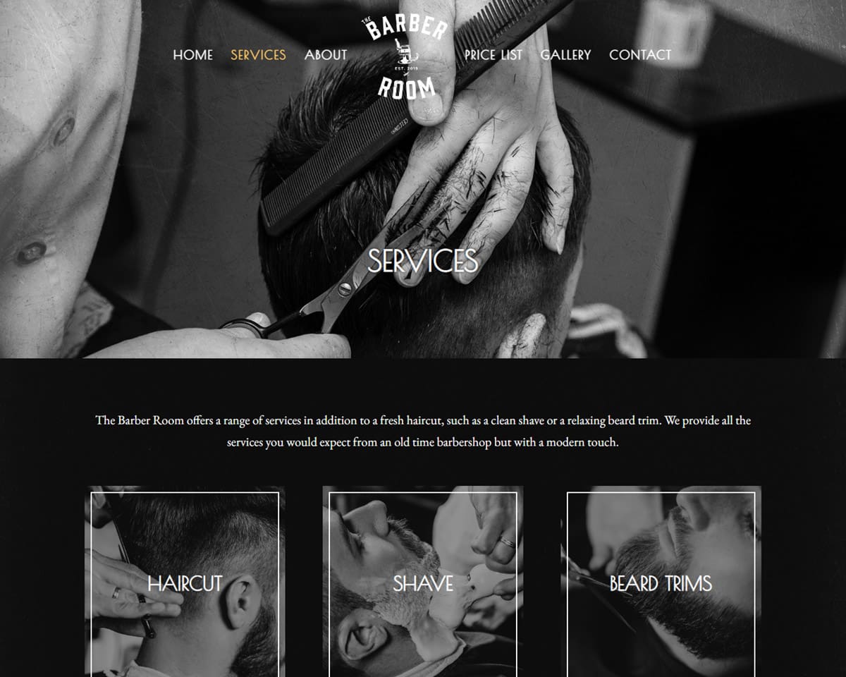 website design The Barber Room