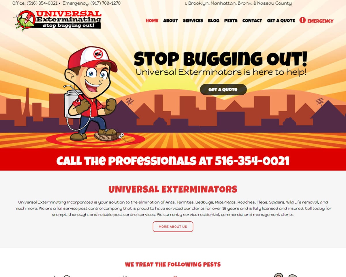 website design Universal Exterminating