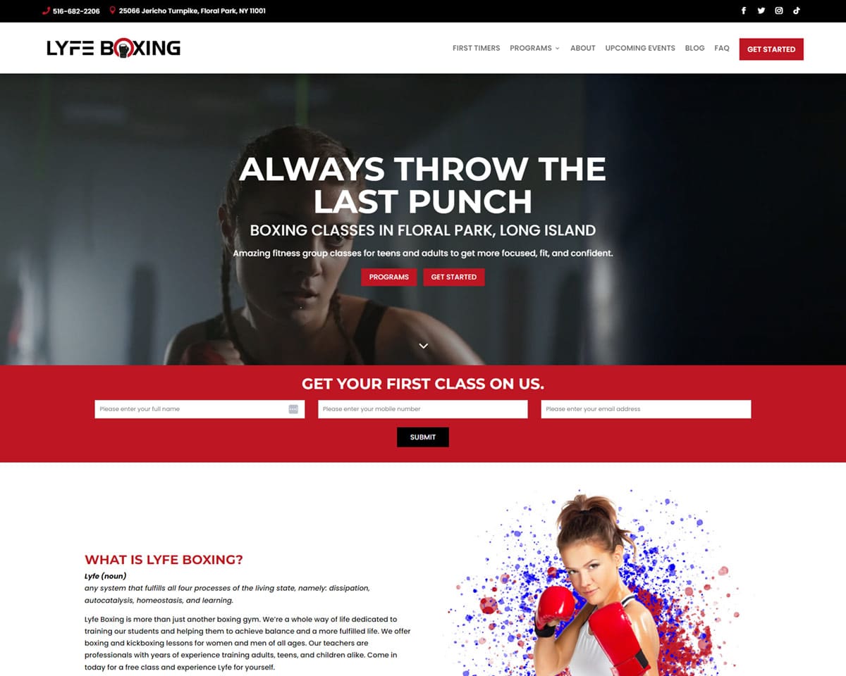 website design Lyfe Boxing