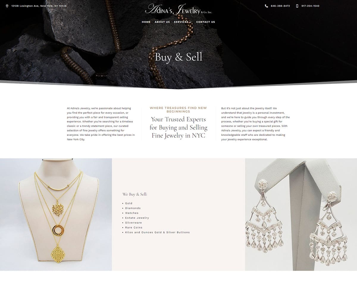 Website Design Adinas Jewelry 4