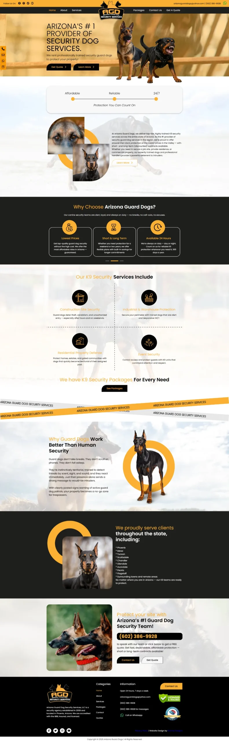 Arizona Guard Dog Security Service Website