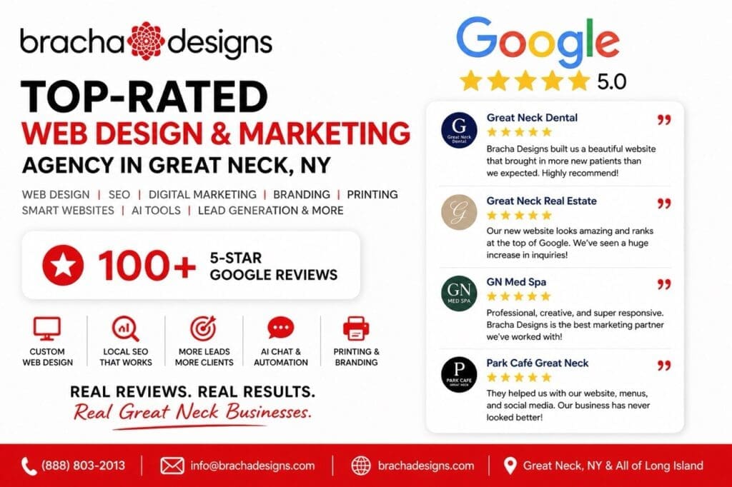 Top Rated Web Design Agency Serving Great Neck And Long Island With Over 100 Five Star Reviews